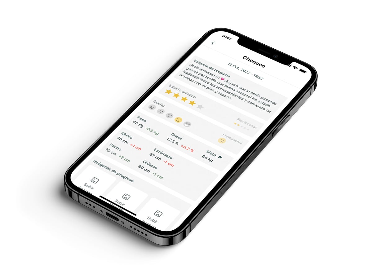 Un mockup de la app de coaching mostrando más funciones.